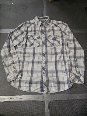 Bke White Grey Plaid Shirt
